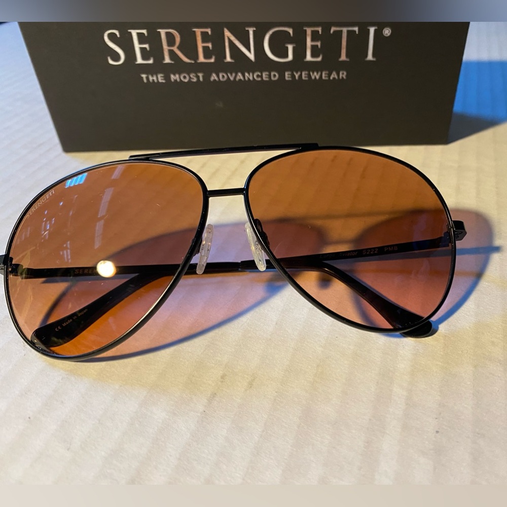 VTG SERENGETI Large Aviator 5222 PMB Rose Crystal Tone Sunglasses - Picture 8 of 16
